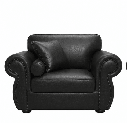 black ne seater couch on white background
