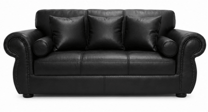 black 3 seater couch on a white background