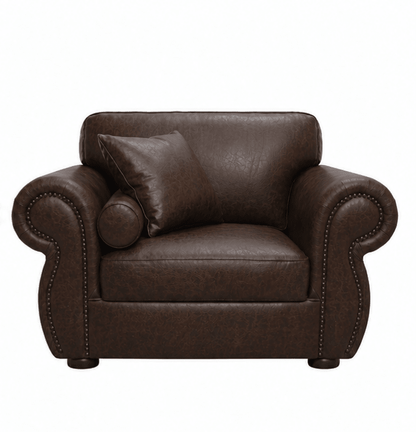 Brown  one 
seater couch on a white background