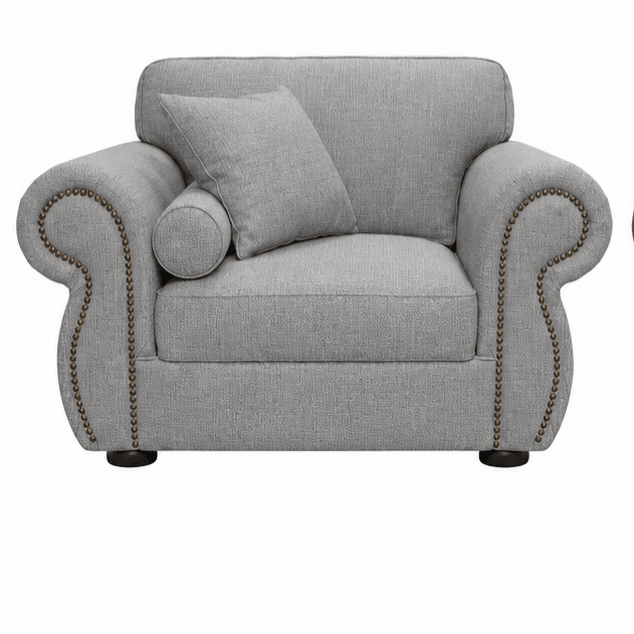 Grey 1 seater couch on a white background