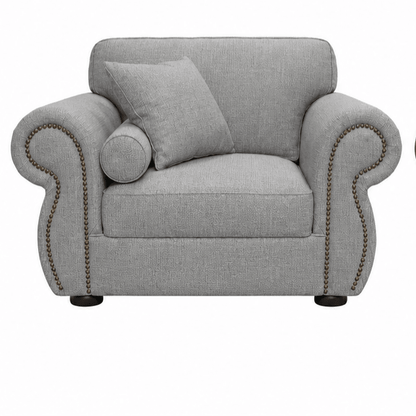 Grey 1 seater couch on a white background