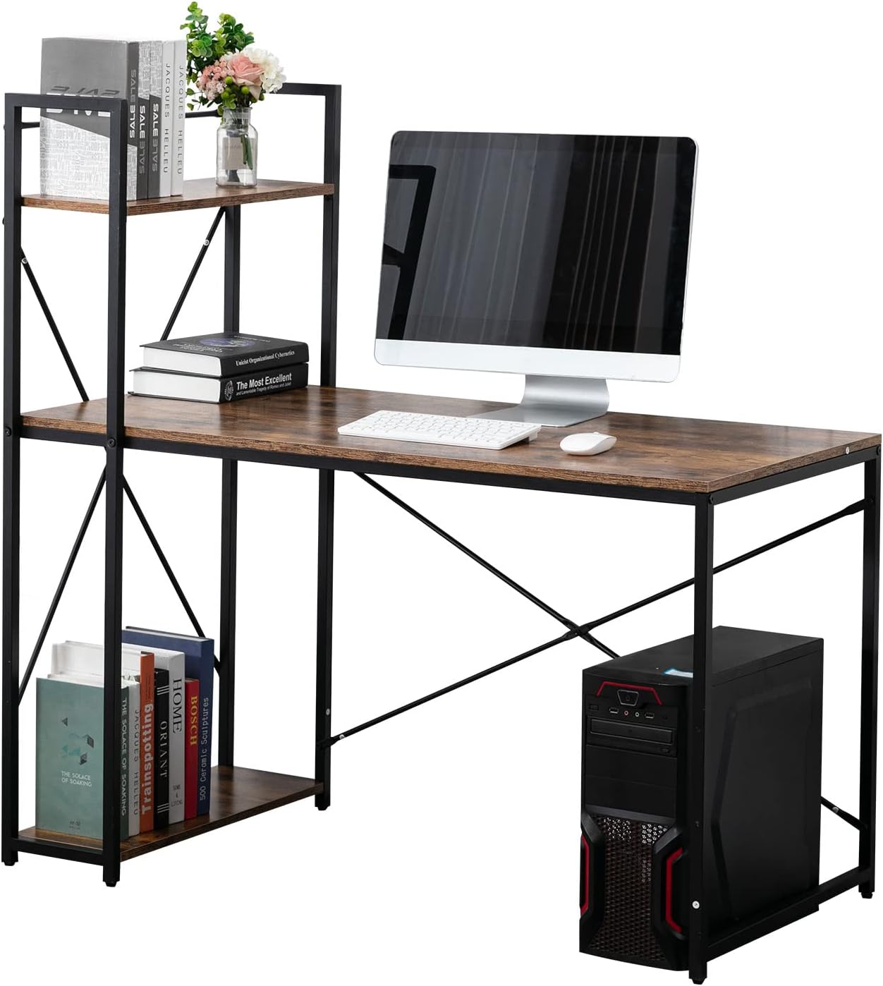 Computer table with 4 Tier Shelves - That Couch Place