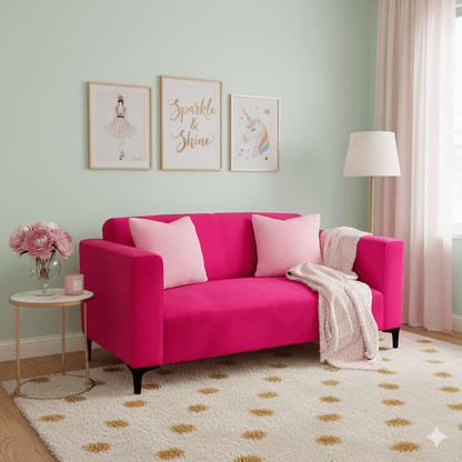 Girly Pink two Seater Couch in urban room - That Couch Place