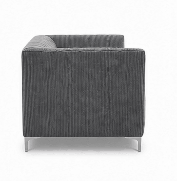 Gray upholstered chair on a white background