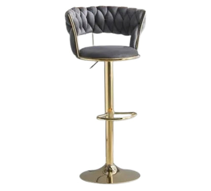 Grey Velvet Bar Chairs on white background- That Couch Place