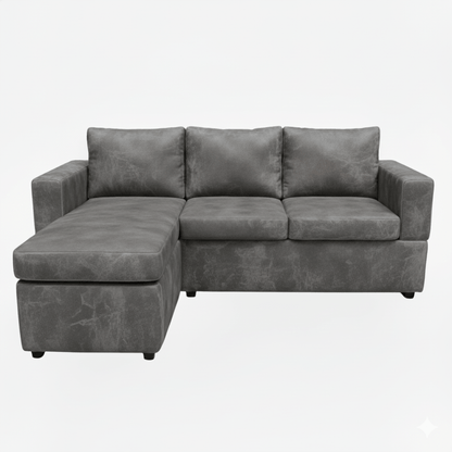 Gray sectional sofa on a white background that couch place