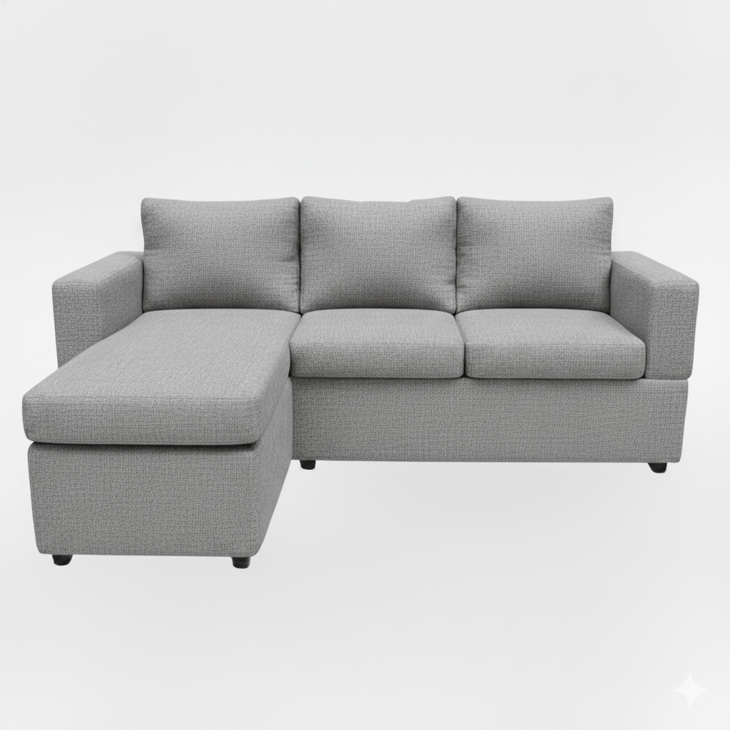 Gray l shape sectional sofa on a white background - that couch place
