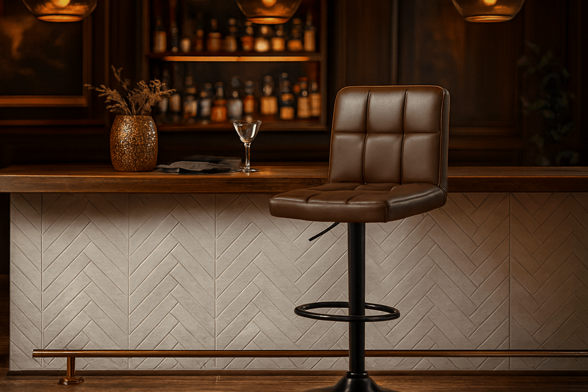 Luxus High-Back Swivel Bar Stool | PU Leather & Chrome Base - That Couch Place
