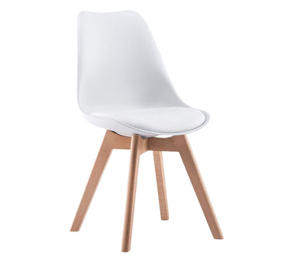 White Modern Retro Padded Chair on a white background - That Couch Place