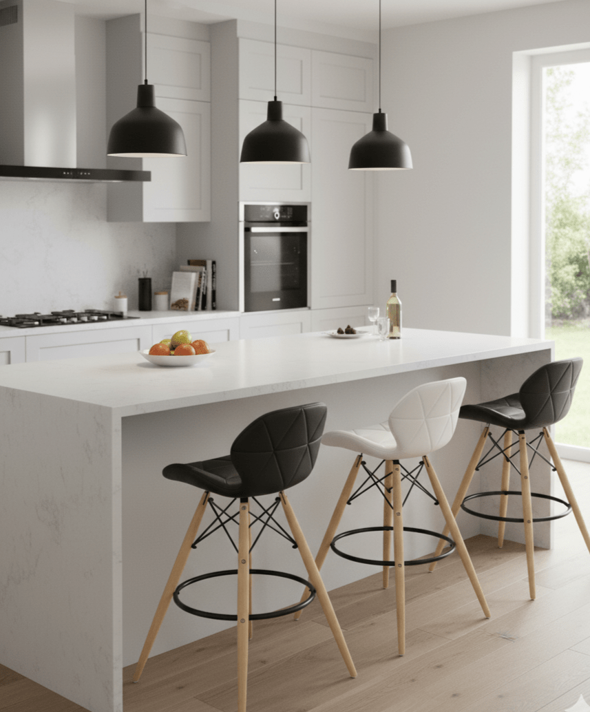 Trio of The Sophia Padded Bar Chair: urban sophistication at a kitchen counter - That Couch Place