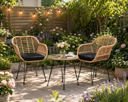 Elegant Cream Poly RatanTable & Dining Chairs - That Couch Place