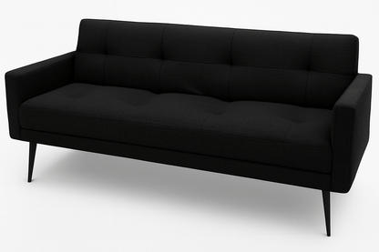 Black sleeper couch on a white background That Couch Place