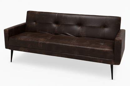 Brown leather sofa bed on a white background That Couch Place