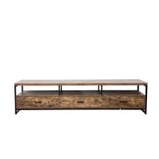 Wooden TV stand with a rustic finish on a white background That Couch Place