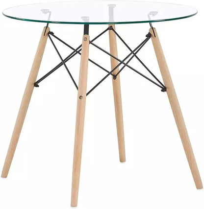 Round Glass Table Dining Room Set  on a white background - That Couch Place