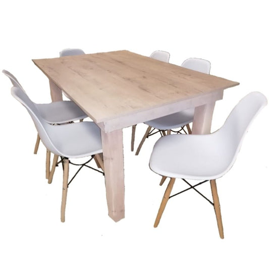 Melamine Dining Set and six chars on a white background- That Couch Place